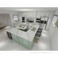 Italian contemporary solid wood light green kitchen cabinets